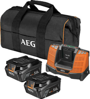KIT 2 BATTERIE 18V 5 AH HD COMPLETO DI CARICABATTERIE E BORSA